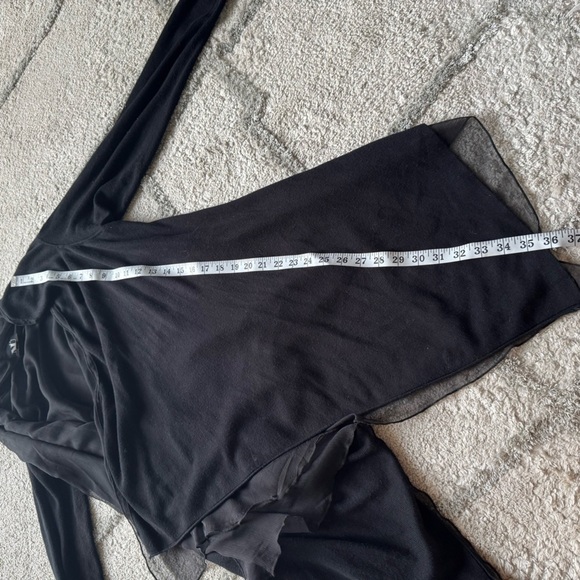 NÜ DENMARK black cardigan open front knit and chiffon high low fishtail medium - Picture 7 of 11